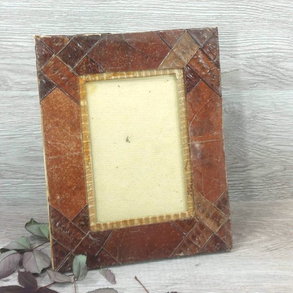 Vintage Dry Leaf Photo Frame Tabletop Boho Ornament Free Stand Display Décor - Picture 9 of 16
